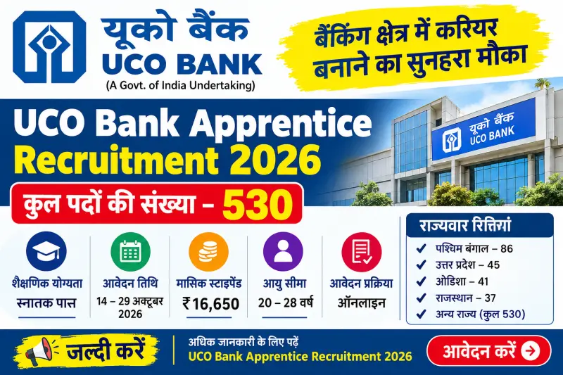 UCO Bank Apprentice Recruitment 2026